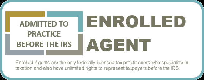 IRS Enrolled Agent logo: Admitted to Practice Before the IRS